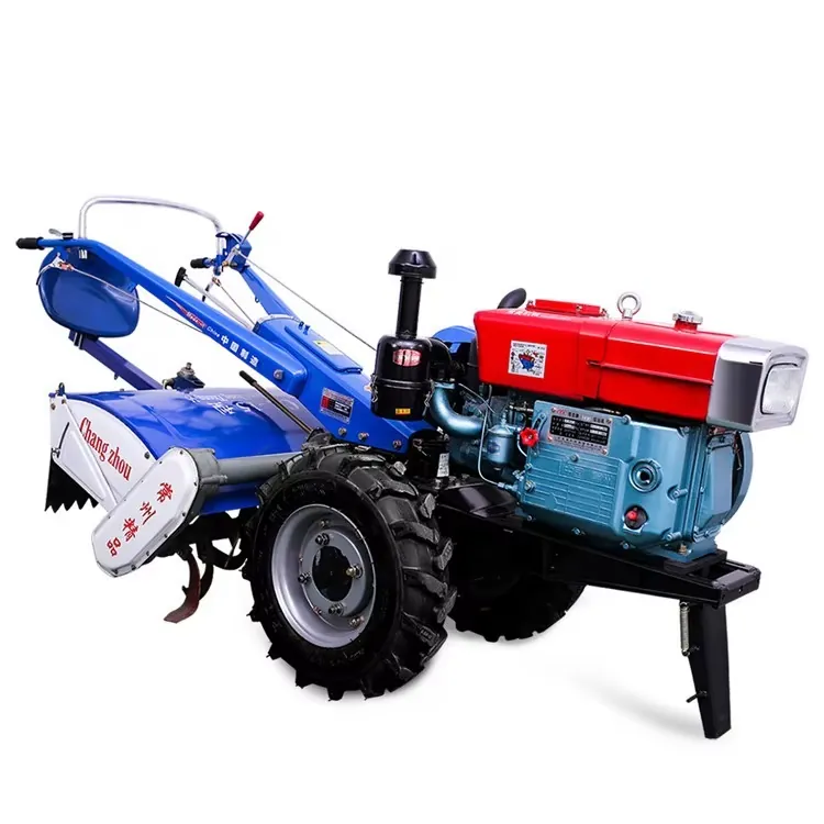 Diesel walking tractor with rotary tiller